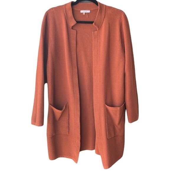 Sioni Burnt Orange Pocket Cardigan Size M - Picture 1 of 6